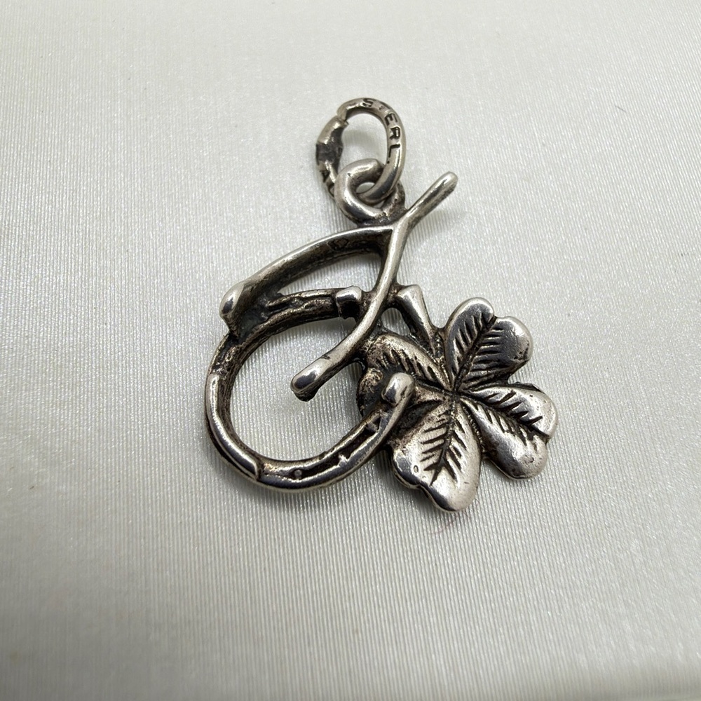Vintage Sterling Silver "Lucky": horseshoe, clover,‎ wishbone charm/pendant!